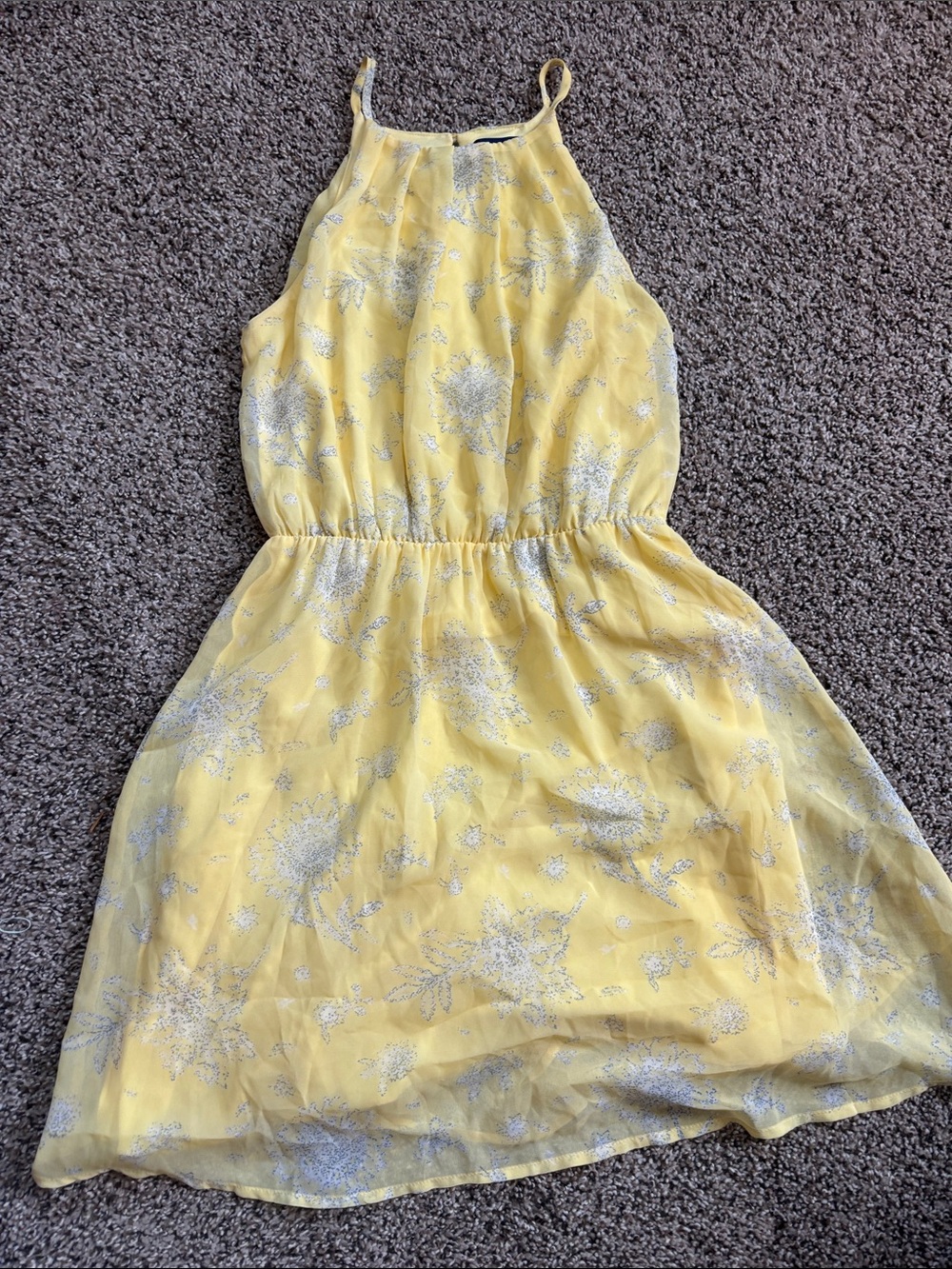 Francesca's Collections Yellow Floral Halter Dress